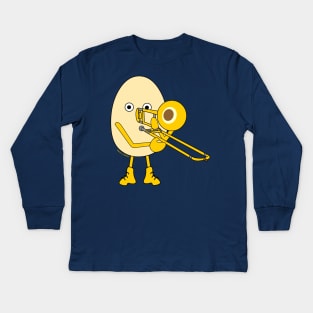 Trombone Egghead Player Kids Long Sleeve T-Shirt